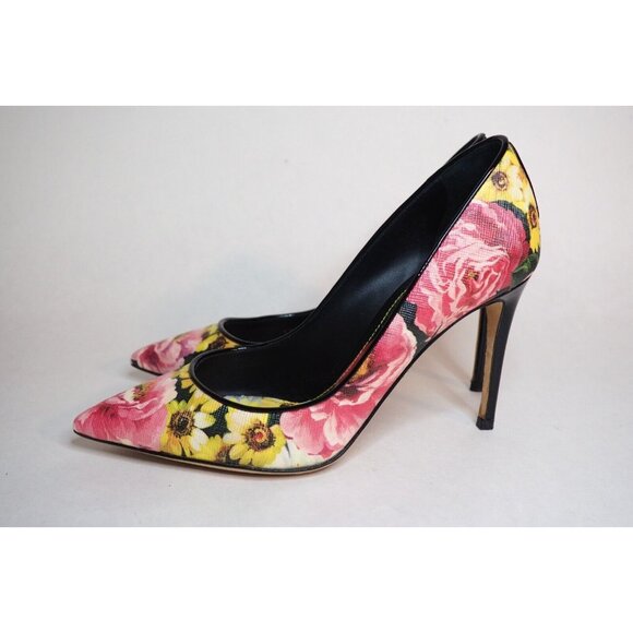 Dolce&Gabbana Multicolor Floral Leather Pointed Toe Stiletto Heels, Size 35 (EU) - Picture 5 of 14